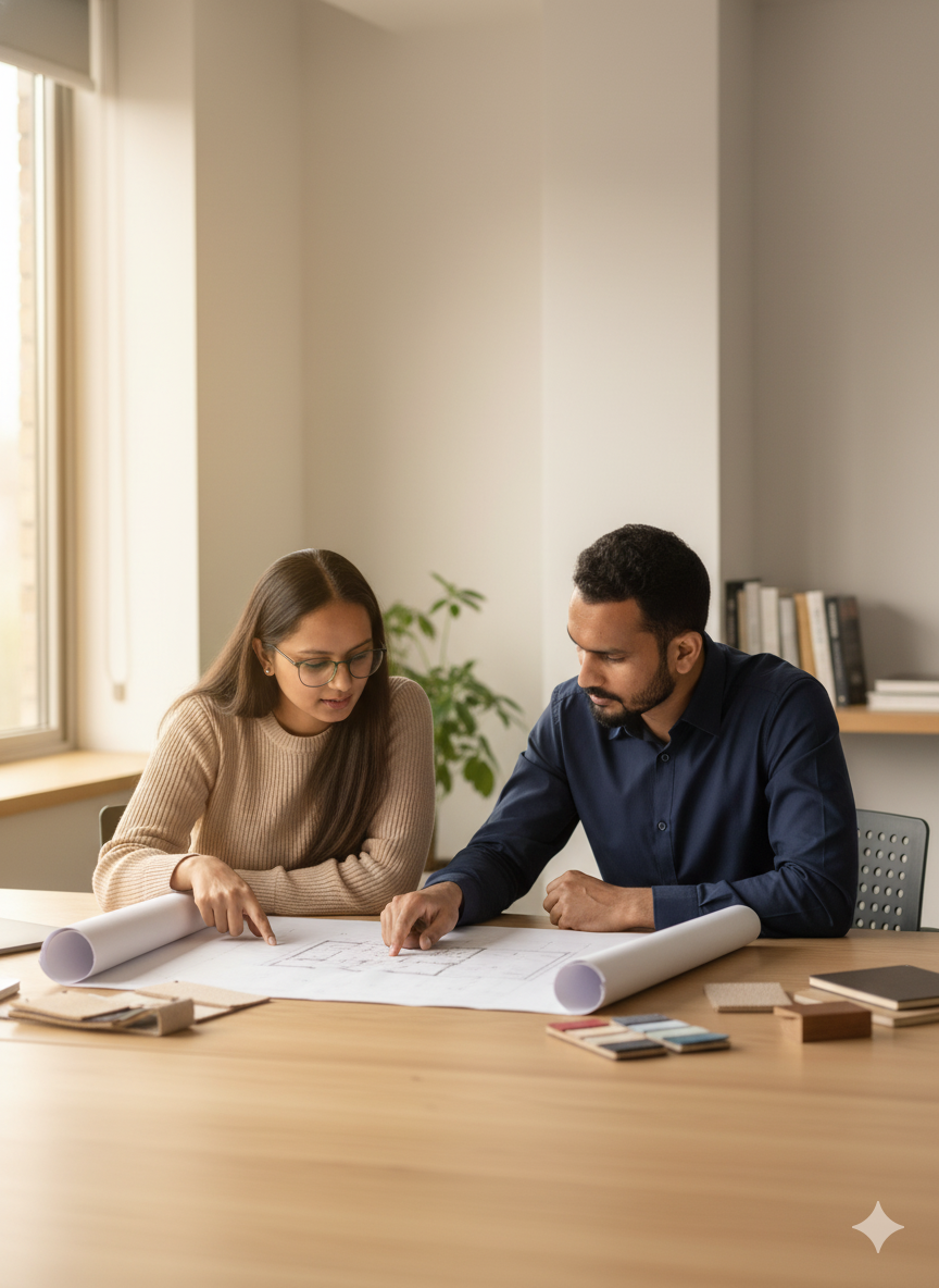Architects working on design plans
